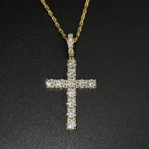 ✨️3ct Moissanite Cross Necklace | 14K Gold Plated S925 Sterling Silver 🌟